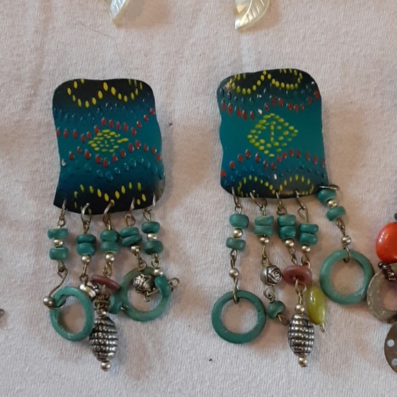 🌹9 pairs bundle earrings beaded mixed metal - Picture 5 of 7